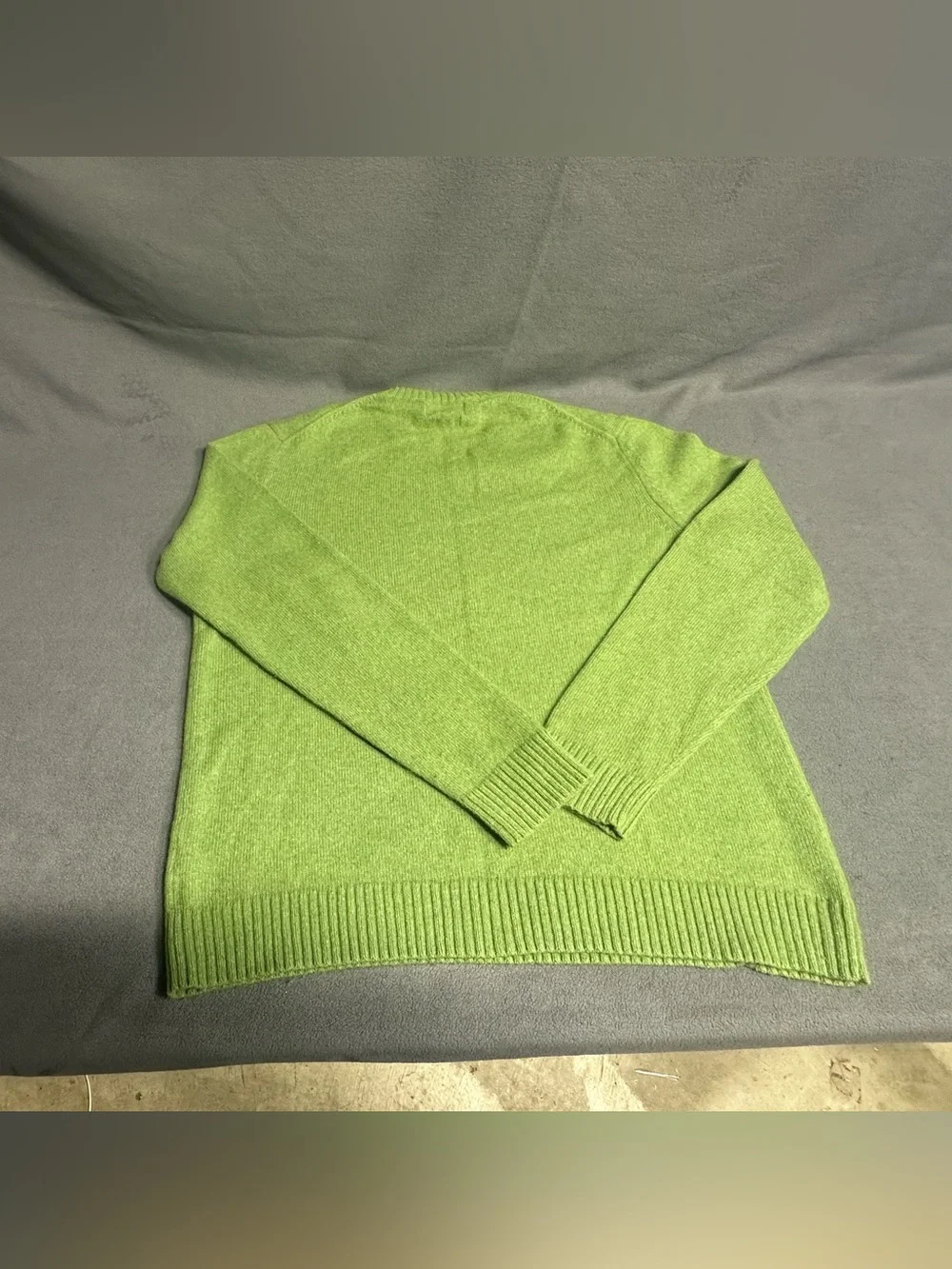 Banana Republic Bright Green V-Neck Sweater with Elbow Patches